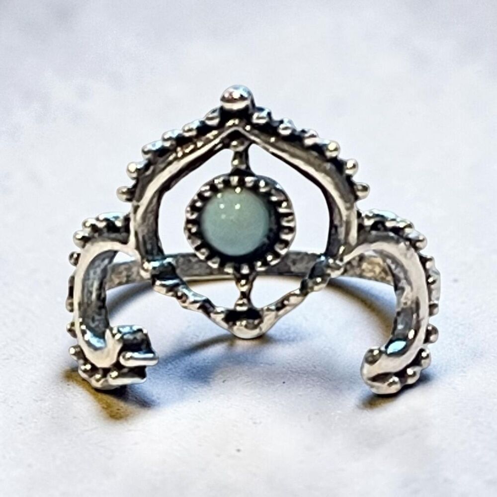 Womens Ring Size 8.5 Band Silver Metal Boho Aztec Turquoise Jewelry 048-8.5